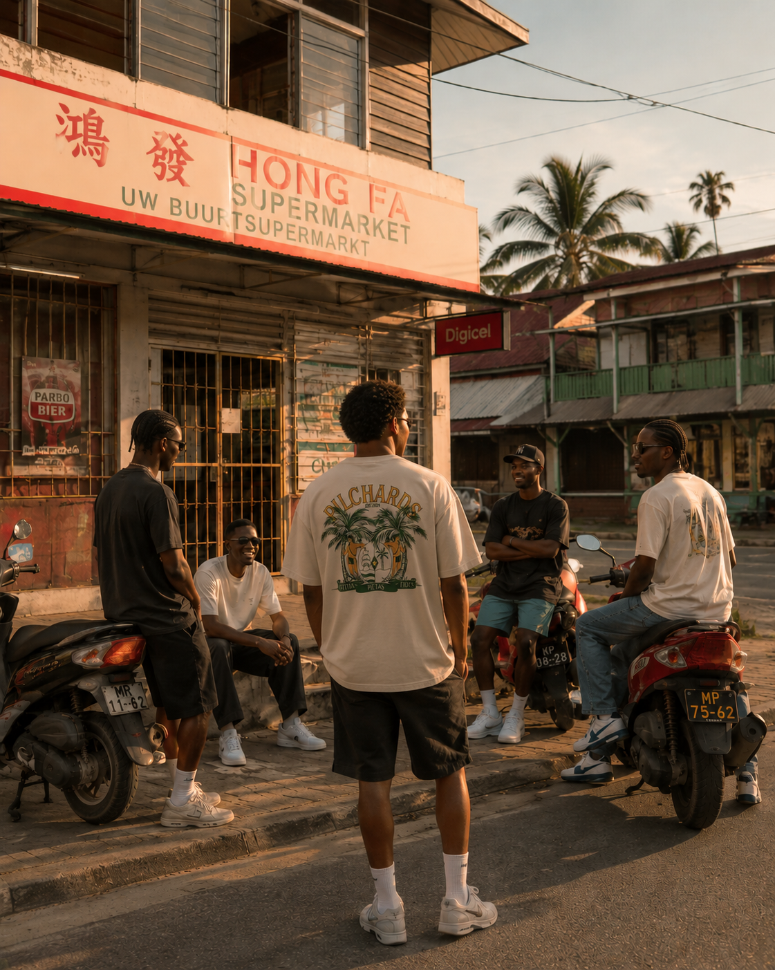 People chilling in downtown Suriname.